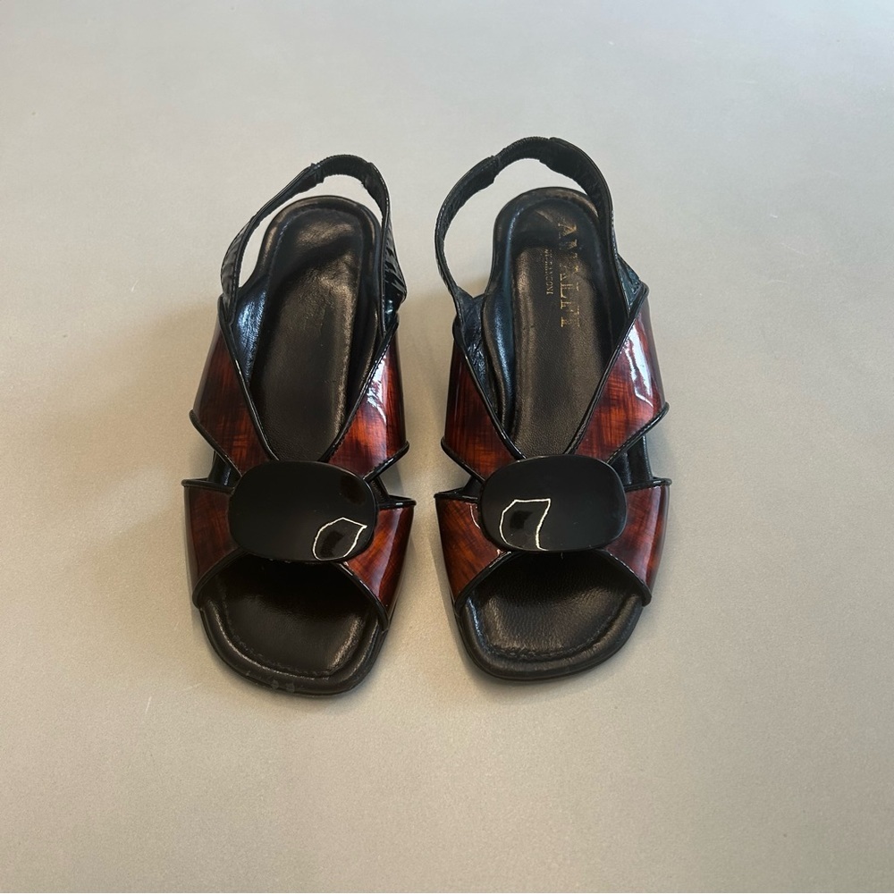 Amalfi Black and Brown Slingback Heels Size 5 - Picture 3 of 9